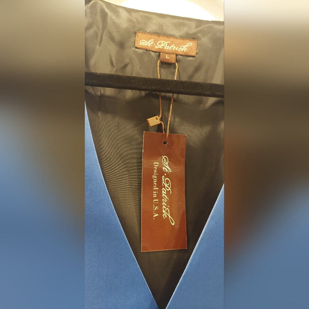 St. Patrick Green and Blue Vest Satin Finish - Picture 2 of 8